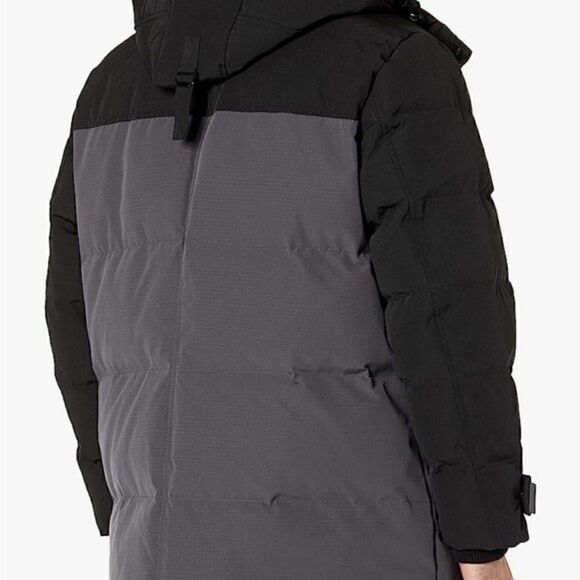 New Vince Camuto Men's Color Block Long Winter Parka Jacket Coat  black/grey M - Picture 5 of 13